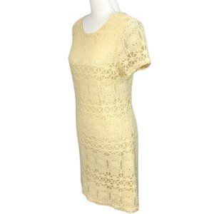 LULUS Love You For Eternity Yellow Short Sleeve Lace Shift Dress Size Small